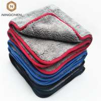 Coral fleece 1200gsm car towel / 1200gsm plush car buffing polishing /1400 gsm microfiber car drying towel